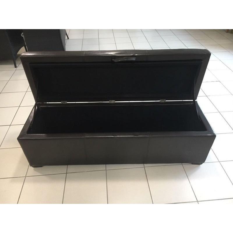 Dark Brown Genuine Leather Ottoman Storage Trunk Chest Box 135cm wide