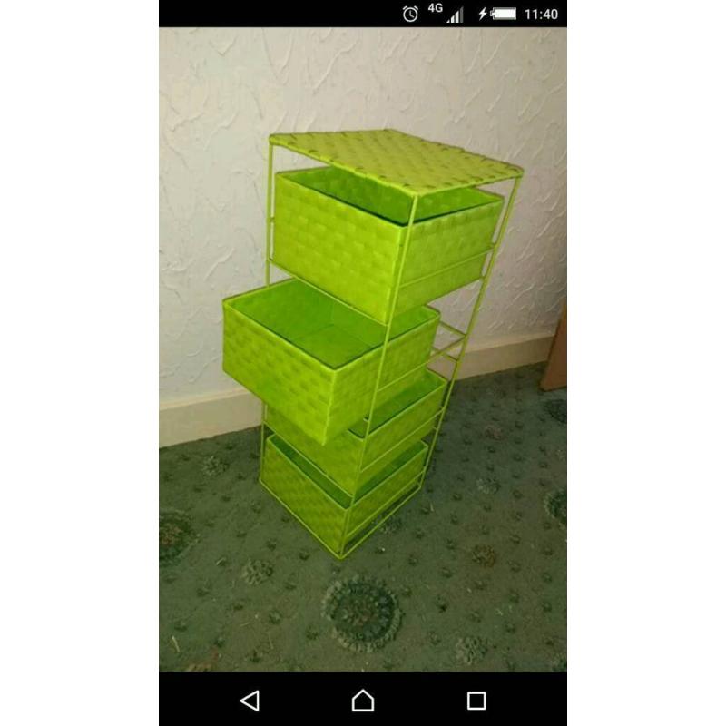 Green storage drawer unit