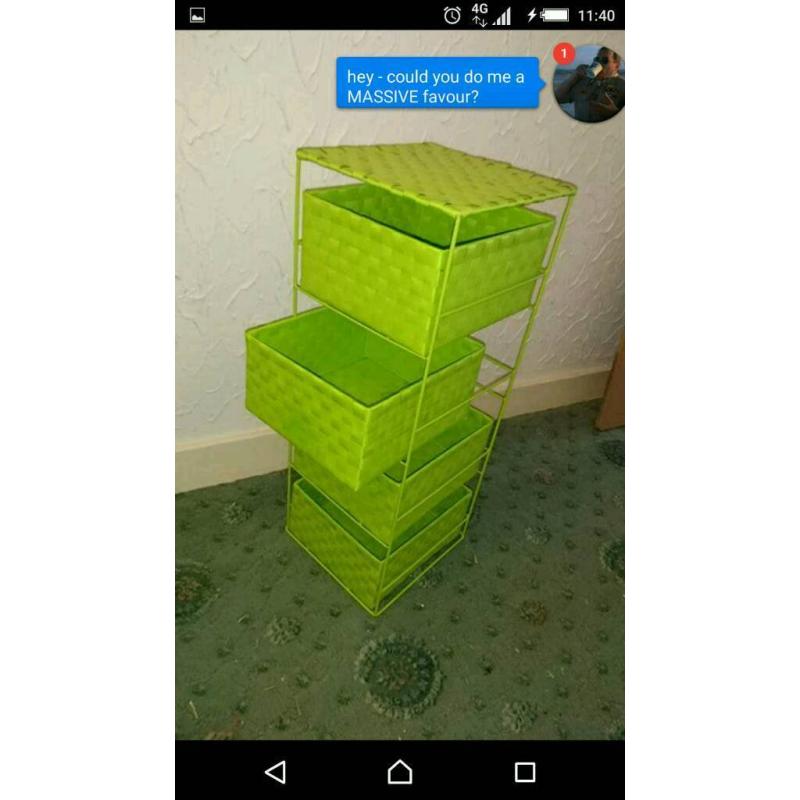 Green storage drawer unit