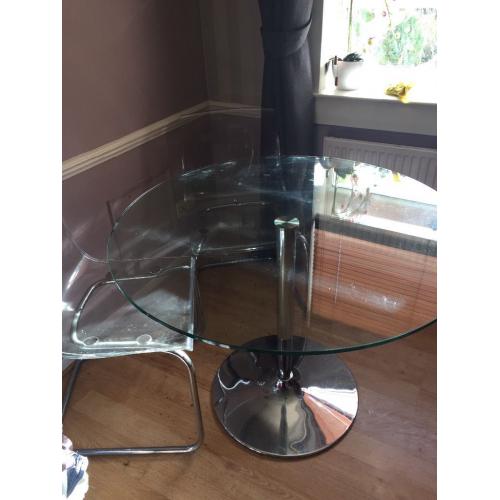 Glass dining table & chairs