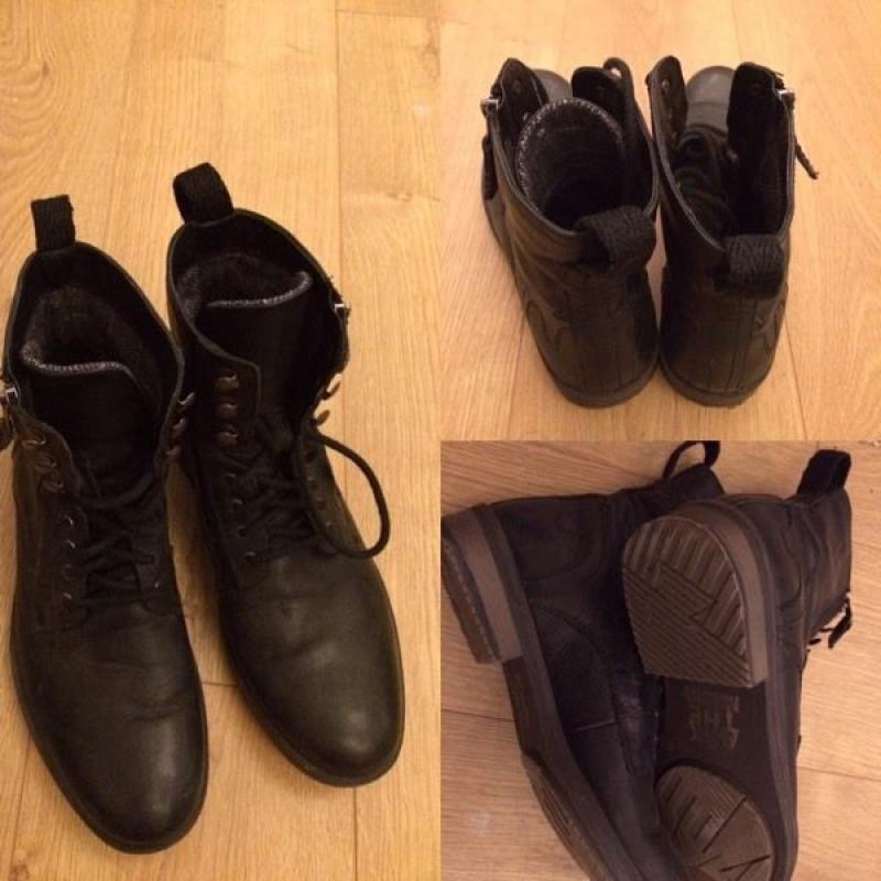 Leather biker boots - Black