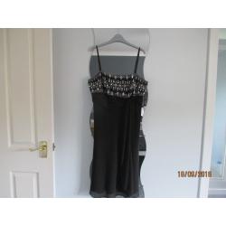LADIES BACK/SILVER DRESS FROM DEBENHMS, SIZE 16