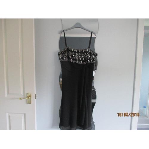 LADIES BACK/SILVER DRESS FROM DEBENHMS, SIZE 16