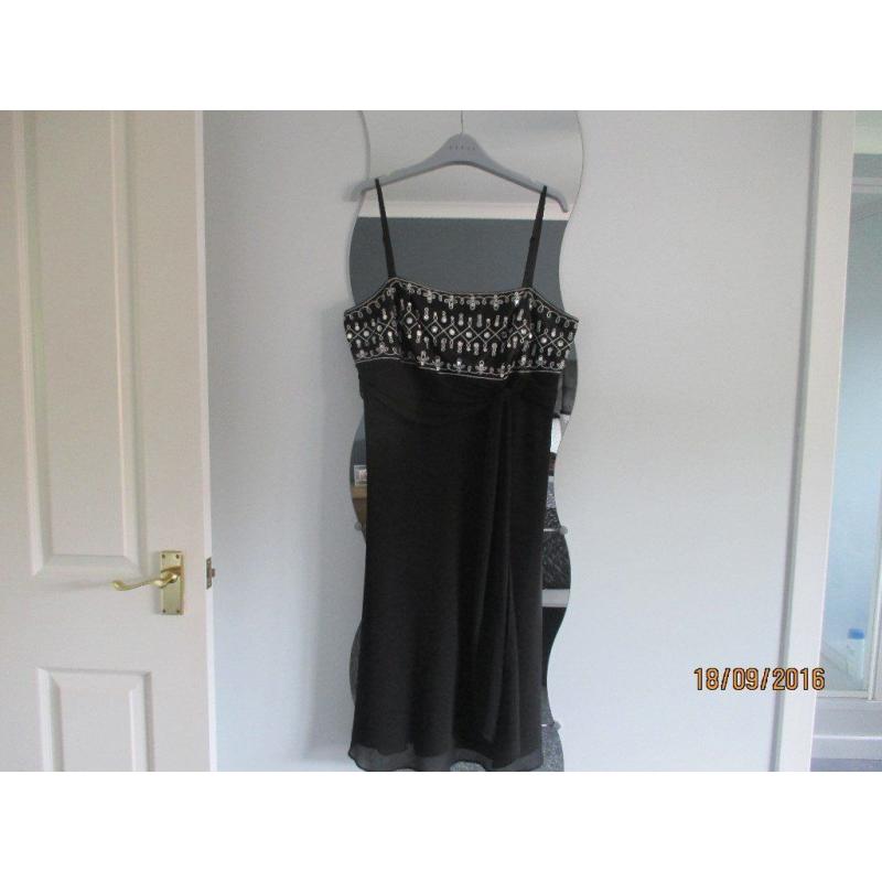 LADIES BACK/SILVER DRESS FROM DEBENHMS, SIZE 16