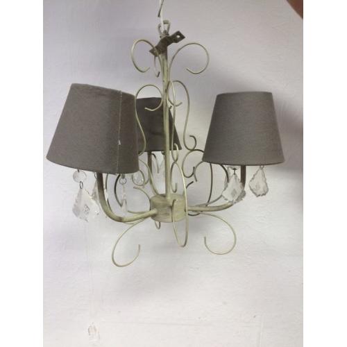 White 3 branch ceiling light & shades