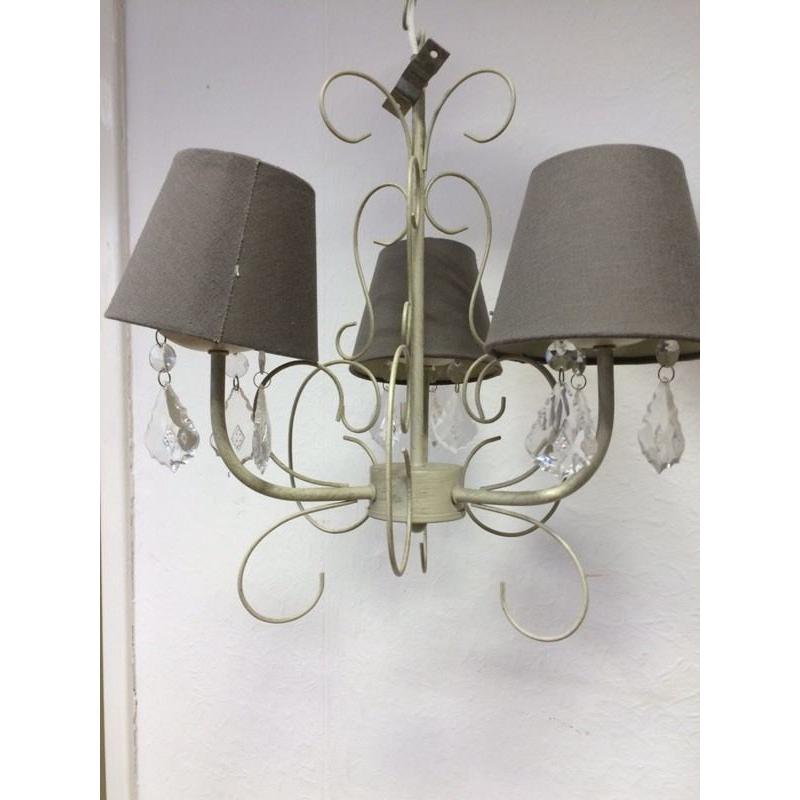 White 3 branch ceiling light & shades
