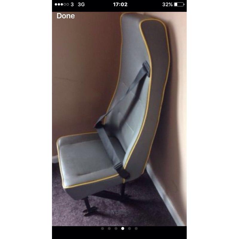 Van camper van seat with seatbelt