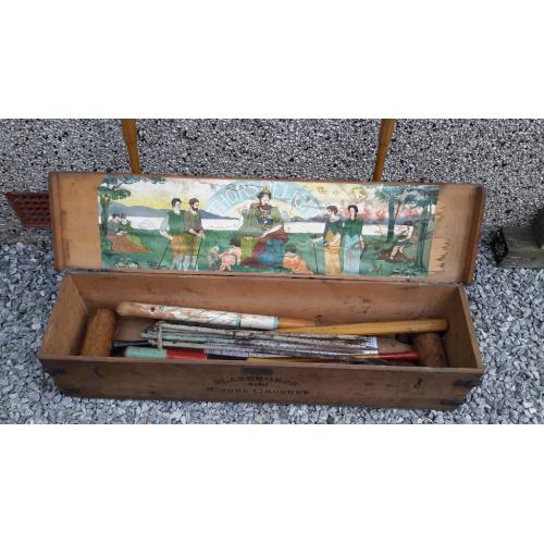 Antique Slazenger Croquet Set 4101 'Thor' In Original box with original Thor watercolour insert.