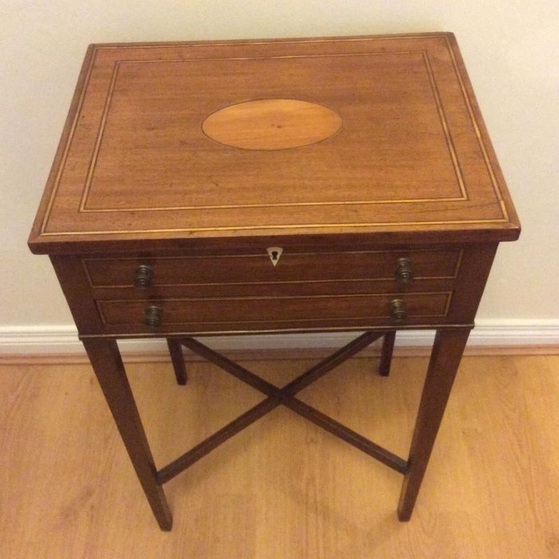 Antique inlaid sewing table