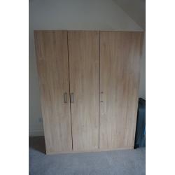 Wooden Oak Look Large Triple Wardrobe and Delivery