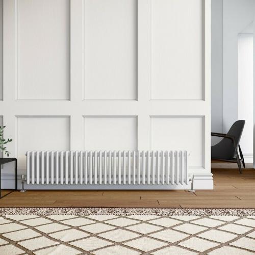 +SALE+ 300x1505mm White 2 Column Traditional Radiator