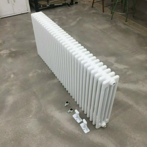 Brand New DQ Heating ?Peta? 4 Column White Radiator - 592mm / 1421mm