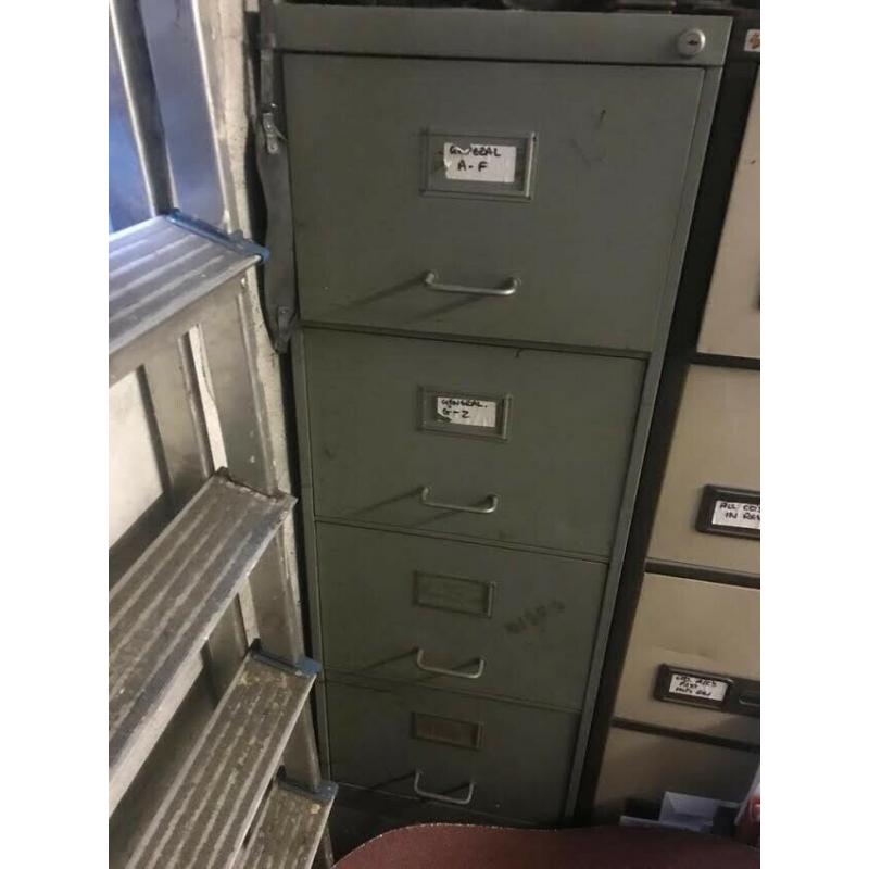 Vintage Industrial 4 Draw Filing Cabinet