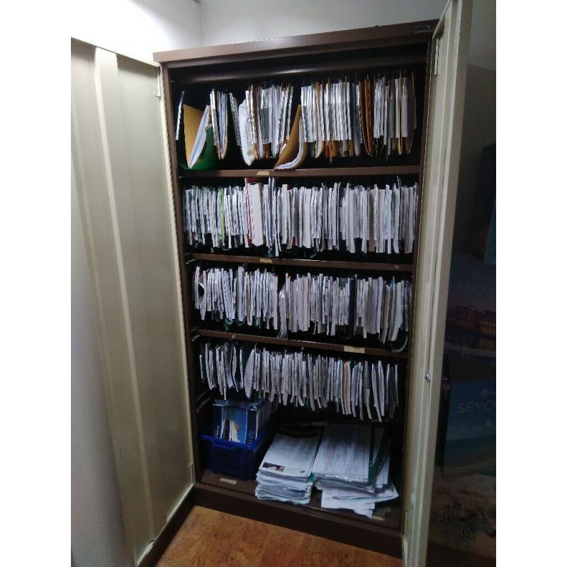 Large Bisley metal cupboard with runners for hanging files