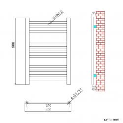 800x400mm Chrome Straight Heated Bathroom Towel Radiator RRP ?130.00 OUR PRICE ONLY ?45.00