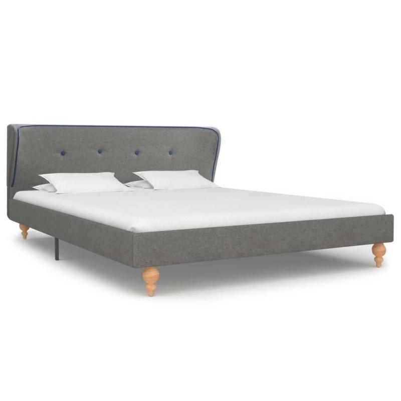 Bed Frame Light Grey Fabric 135x190 cm-280702