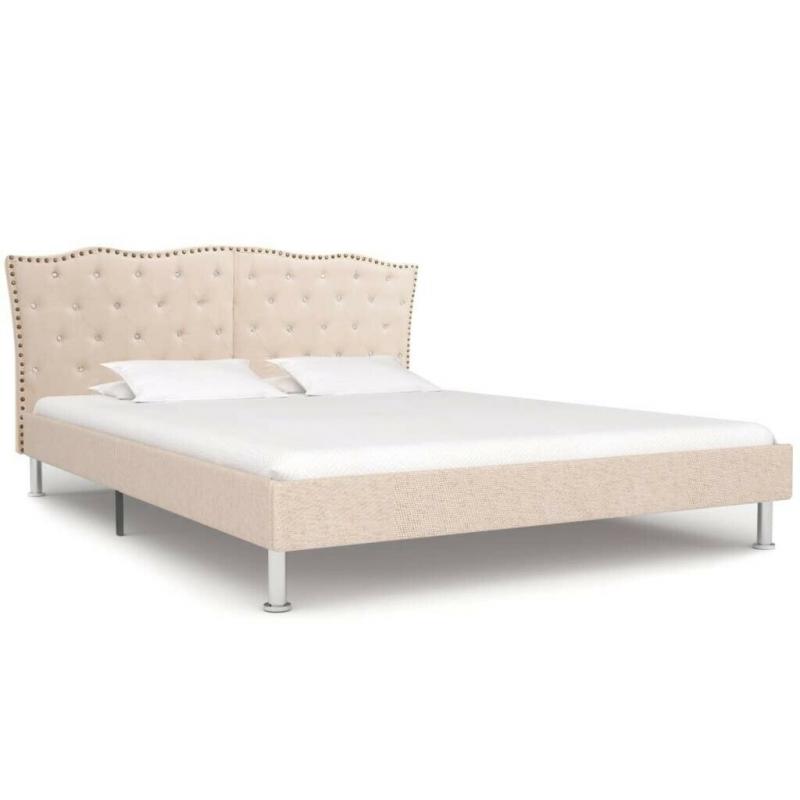 Bed Frame Beige Fabric 135x190 cm-280664