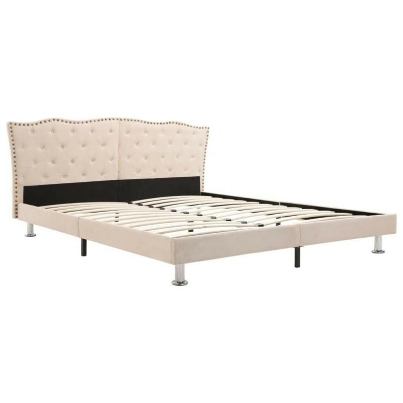 Bed Frame Beige Fabric 135x190 cm-280664