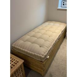 Genuine Loaf Day Bed in solid wood with storage - excellent condition and brand new mattress