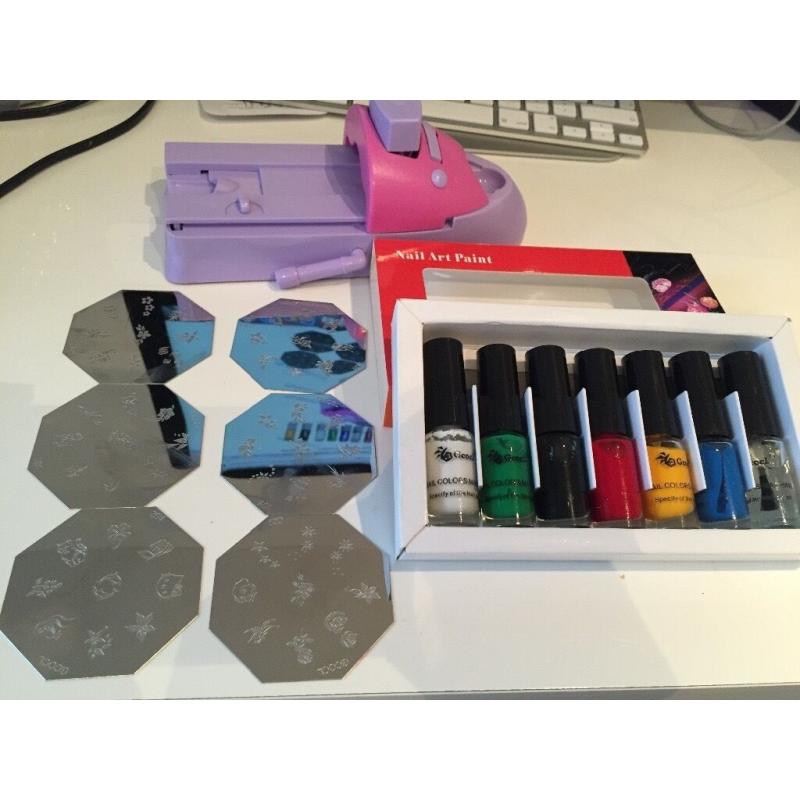 Nail stamping printing machine with nail art colours