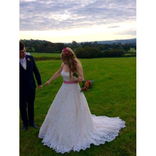 Mori Lee Gold Lace Wedding Dress size 14