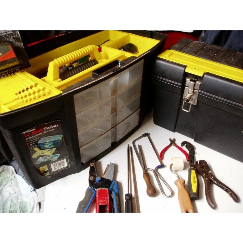 TWO LARGE TOOL BOXES PLUS FEW TOOLS , LASER TOOL.