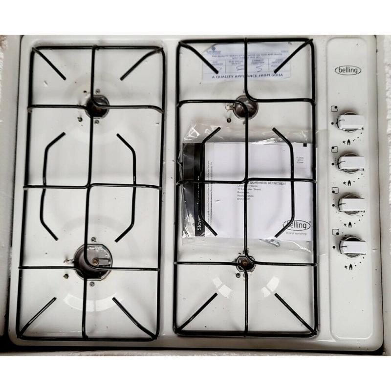 BELLING Gas Hob Stovetop (4 hobs) Stainless Steel, White (20" H x 23" W)