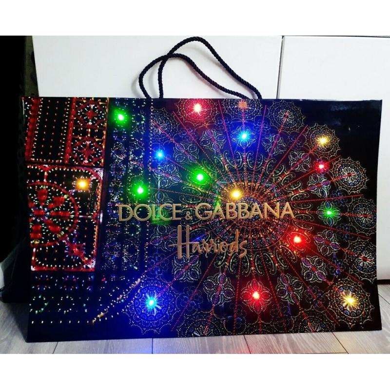 NEW, 6 x DOLCE & GABBANA HARRODS FAIRY LIGHT UP XMAS GIFT BAG LTD EDI