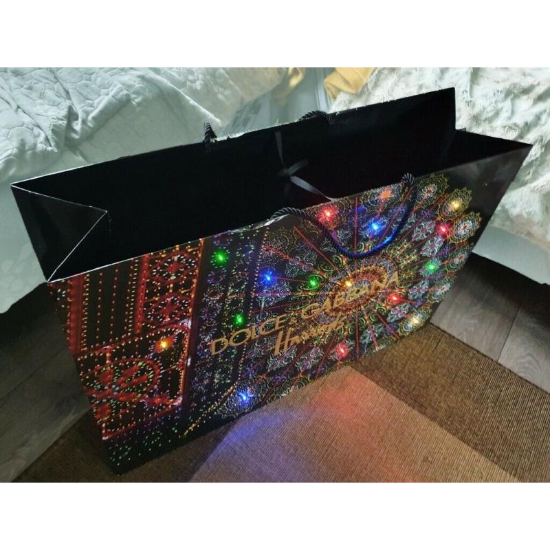 NEW, 6 x DOLCE & GABBANA HARRODS FAIRY LIGHT UP XMAS GIFT BAG LTD EDI