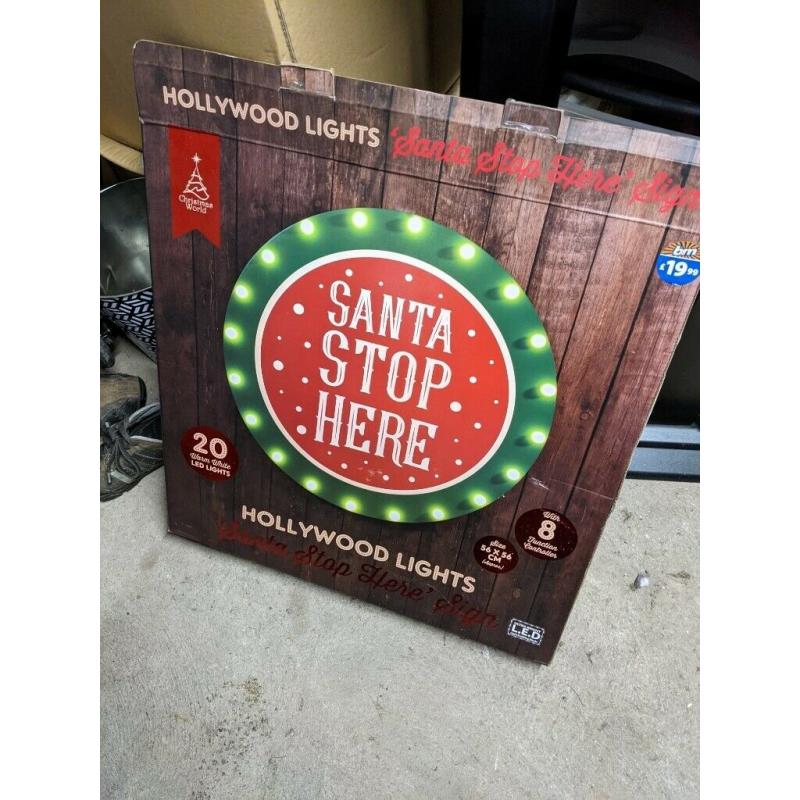 Large Santa stop hanging sign