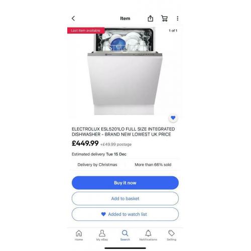 ELECTROLUX ESL5201LO FULL SIZE INTEGRATED DISHWASHER - BRAND NEW LOWEST UK PRICE