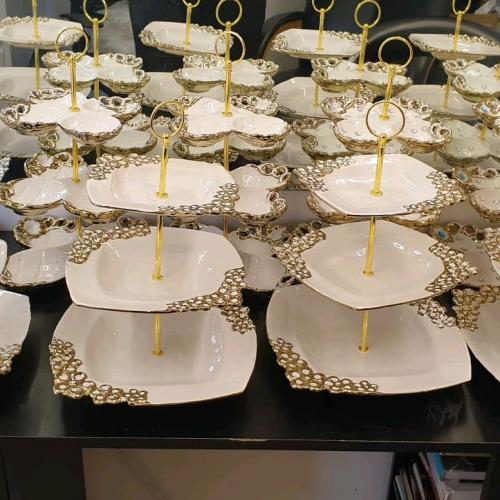 Sandwiches and cake stand