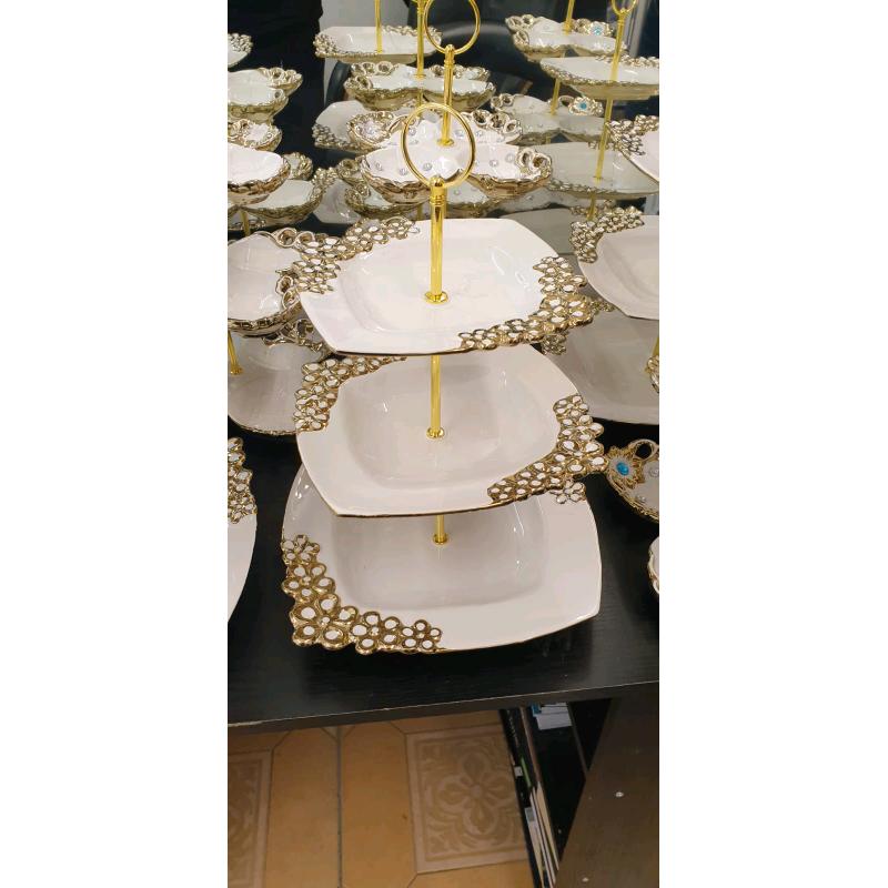 Sandwiches and cake stand