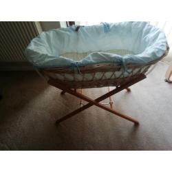 Moses basket with wooden stand
