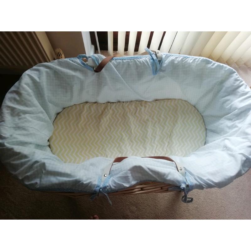 Moses basket with wooden stand