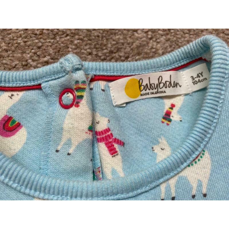 Girls dress Age 3-4 years Boden llama print jersey dress