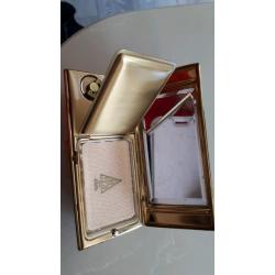 Kigu vintage gold musical powder case with mirror