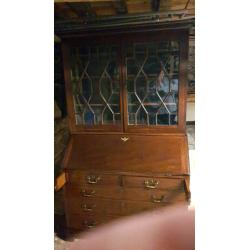 Victorian book case and writing desktop.