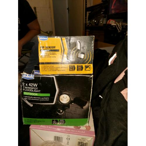 2x twin flood light with pir sensor