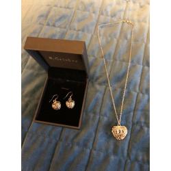 Silver Heart necklace & earrings set