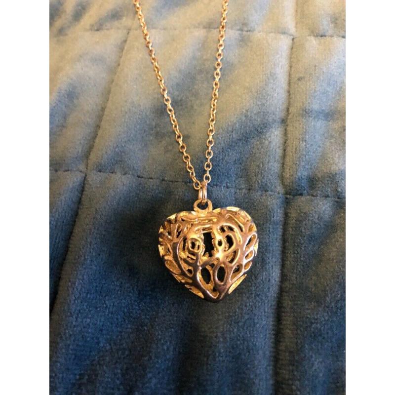 Silver Heart necklace & earrings set
