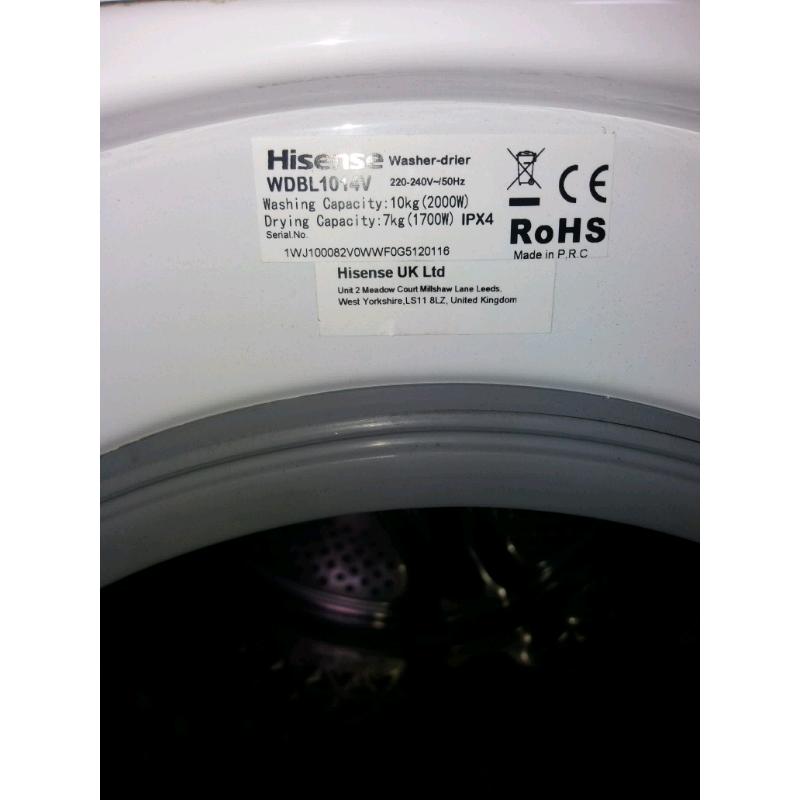 hisense combined washer and dryer 10kg washrr 7kg dryer