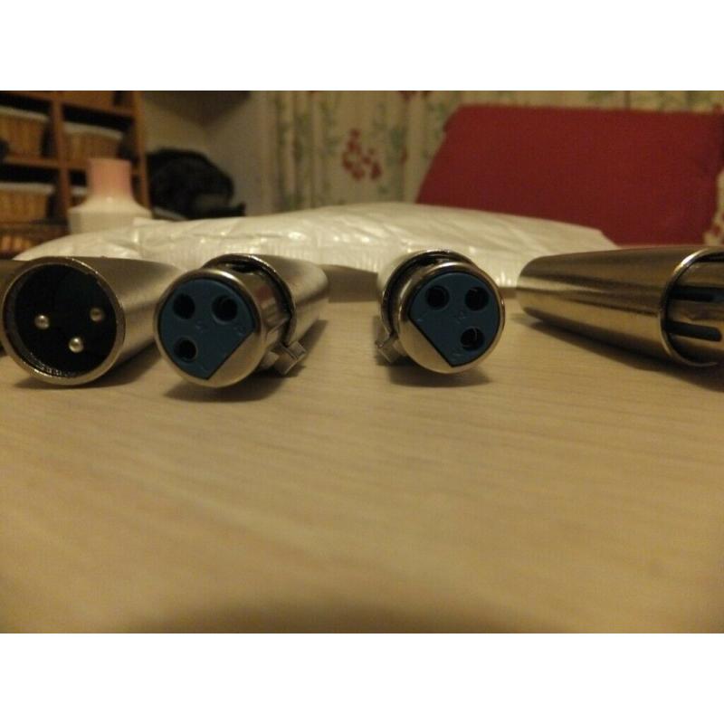 NEW - 6 x XLR to PNONO adapters plugs - 2 MALE + 4 FEMALE - METAL BODY