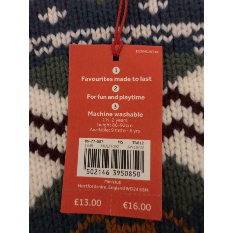 Boys Mini Club chunky jumper aged 1 1/2 - 2 years new with tags