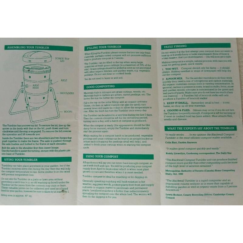 Tumbler Aerobic Compost Maker by Blackwall Products (Used)