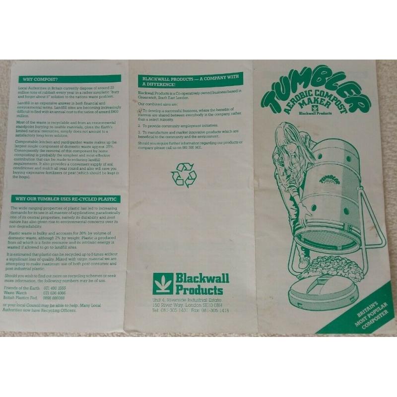 Tumbler Aerobic Compost Maker by Blackwall Products (Used)