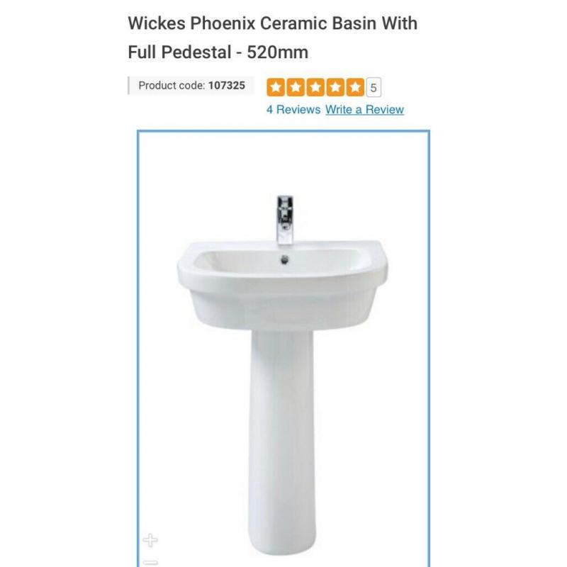 Brand new bathroom sink and pedestal