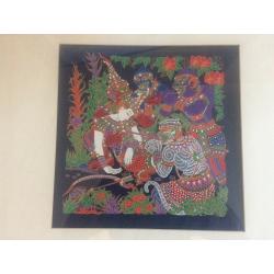 Large Framed Thailand Cloth Painting