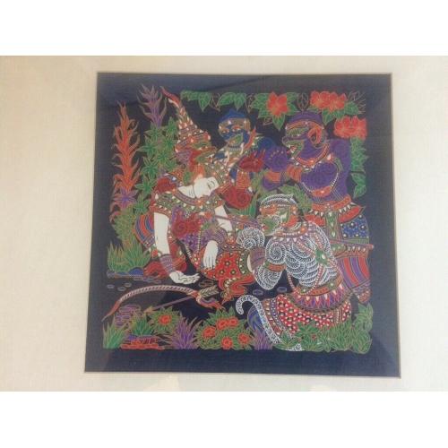 Large Framed Thailand Cloth Painting