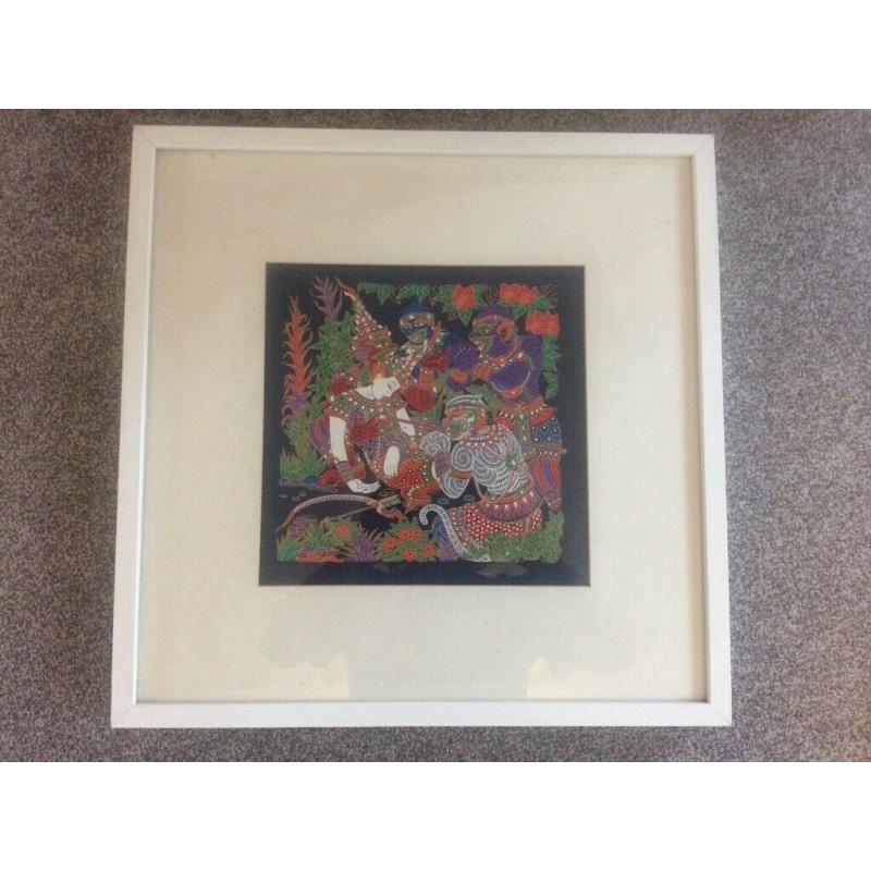Large Framed Thailand Cloth Painting